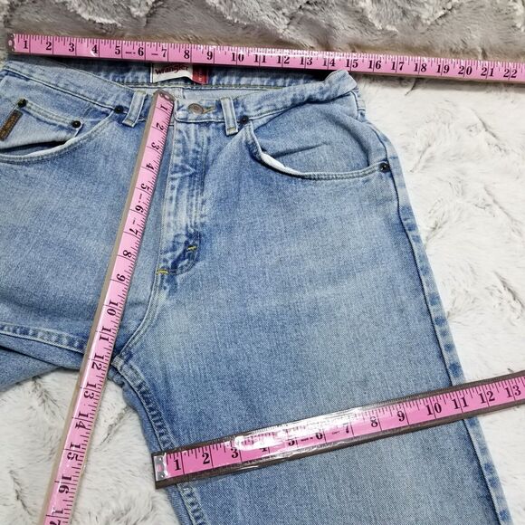 Wrangler Jeans Mens 33x34 Blue Regular Fit Straight Light Wash American Denim - Picture 5 of 13